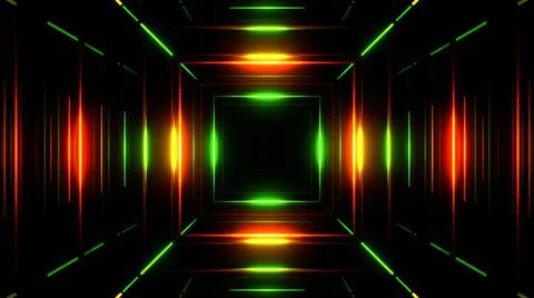 3D Render Abstract background endless flight in futuristic metal corridor, hy 스톡 일러스트