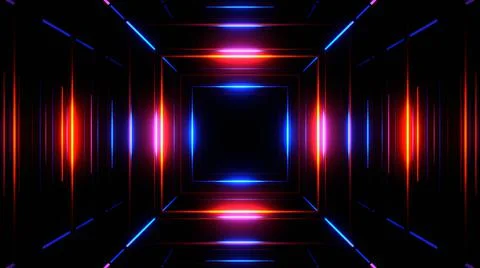 3D Render Abstract background endless flight in futuristic metal corridor Stock Illustration