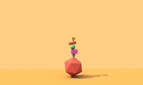 3d render, abstract background, falling geometric primitive shapes, colorful  스톡 일러스트