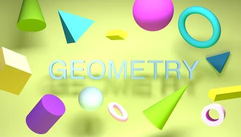 3d render, abstract background, falling geometric primitive shapes. 스톡 일러스트