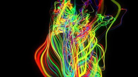 3d render. Abstract background flow of glow lines. Llights particles form in 3d Illustrazione stock