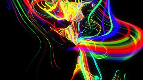 3d render. Abstract background flow of glow lines. Llights particles form in 3d イラスト素材