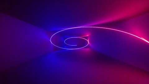 3d render, abstract background, fluorescent ultraviolet light, glowing neon s Video stock 91044719