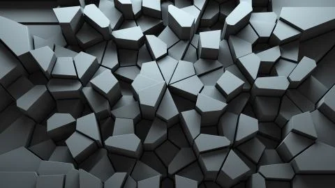 3d render abstract background. Geometry shapes that goes up and down. Random  Stock Illustration