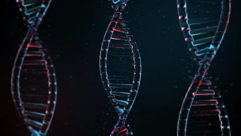 3d render abstract background with glass DNA helix. Medical concept. Glass re Stock Illustration