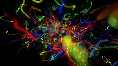 3d render. Abstract background with glow multicolor lines or light streaks Illustrazione stock