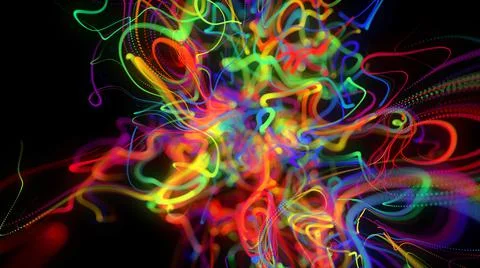 3d render. Abstract background with glow multicolor lines or light streaks 스톡 일러스트