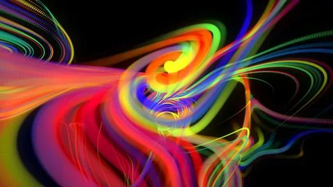 3d render. Abstract background with glow multicolor lines or light streaks Stock Illustration