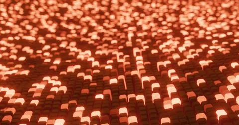 3d render, abstract background glowing buttons cubes geometry, digital modern Stock Illustration