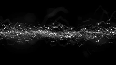 3d render abstract background with graph made of dot particles. Finance graph Stock Illustration