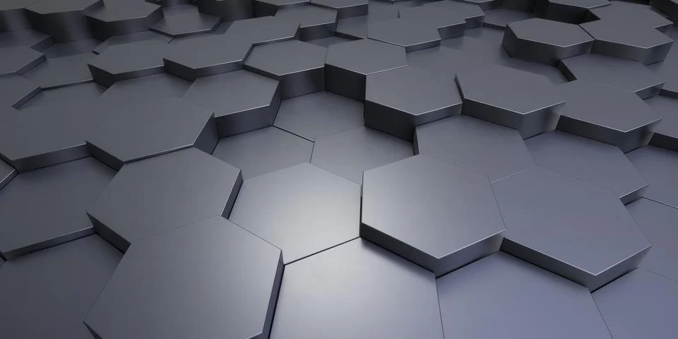 3D Render of Abstract Background with Hexagons 库存插图