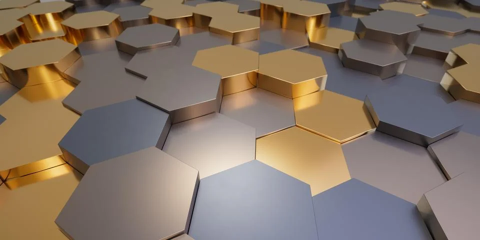 3D Render of Abstract Background with Hexagons Stock Illustration