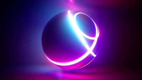 3d render, abstract background with isolated ball illuminated with pink and b Stock Footage 116416370