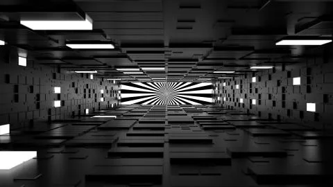 3d render abstract background. Long corridor. Simple shape extruded with rand Stock Illustration