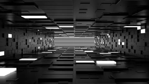 3d render abstract background. Long corridor. Simple shape extruded with rand Stock Illustration