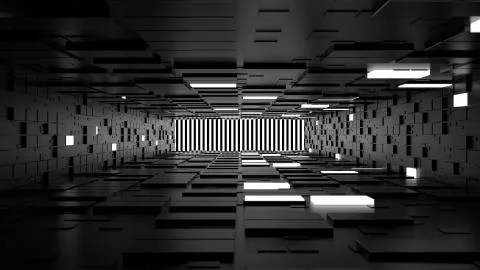 3d render abstract background. Long corridor. Simple shape extruded with rand Stock Illustration