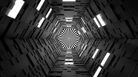 3d render abstract background. Long corridor. Simple shape extruded with rand Stock Illustration