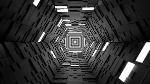 3d render abstract background. Long corridor. Simple shape extruded with rand Stock Illustration