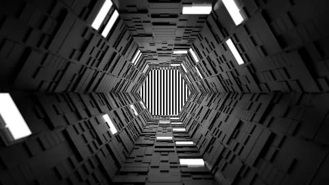 3d render abstract background. Long corridor. Simple shape extruded with rand Illustrazione stock