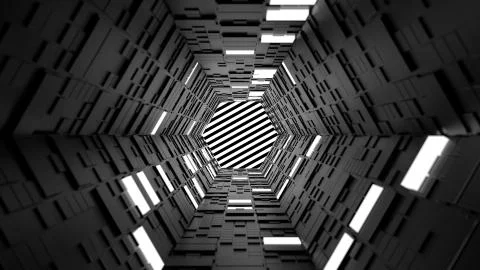 3d render abstract background. Long corridor. Simple shape extruded with rand Stock Illustration