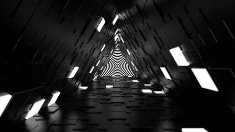 3d render abstract background. Long corridor. Simple shape extruded with rand Stock Illustration