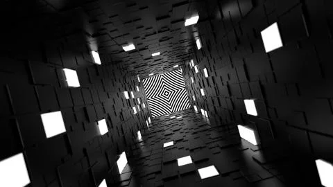 3d render abstract background. Long corridor. Simple shape extruded with rand Stock Illustration