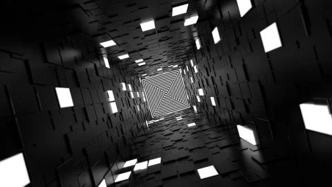 3d render abstract background. Long corridor. Simple shape extruded with rand Stock Illustration