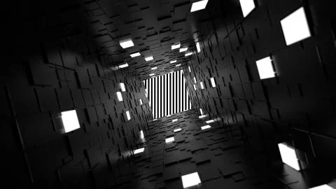 3d render abstract background. Long corridor. Simple shape extruded with rand Stock Illustration