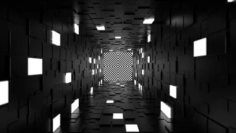 3d render abstract background. Long corridor. Simple shape extruded with rand Stock Illustration