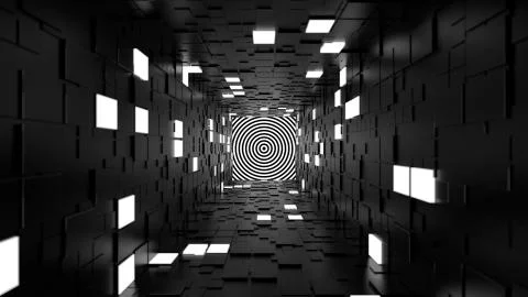 3d render abstract background. Long corridor. Simple shape extruded with rand Stock Illustration