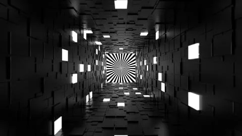 3d render abstract background. Long corridor. Simple shape extruded with rand Stock Illustration