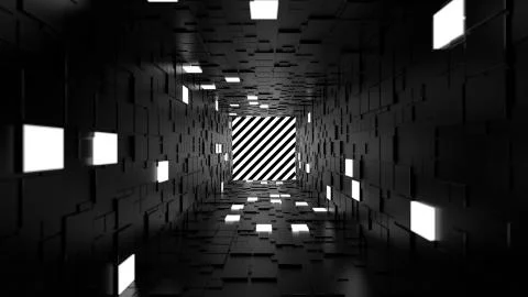 3d render abstract background. Long corridor. Simple shape extruded with rand Stock Illustration