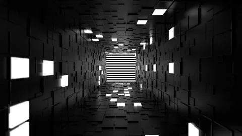 3d render abstract background. Long corridor. Simple shape extruded with rand Stock Illustration
