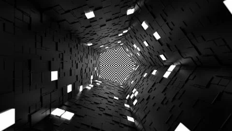 3d render abstract background. Long corridor. Simple shape extruded with rand Stock Illustration