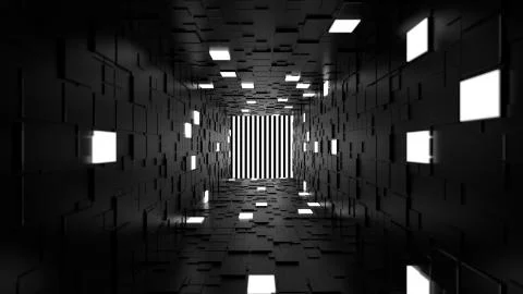 3d render abstract background. Long corridor. Simple shape extruded with rand Stock Illustration