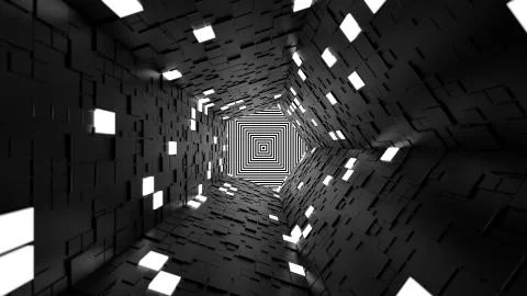 3d render abstract background. Long corridor. Simple shape extruded with rand Stock Illustration