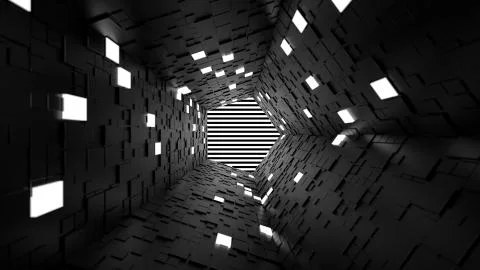 3d render abstract background. Long corridor. Simple shape extruded with rand Stock Illustration