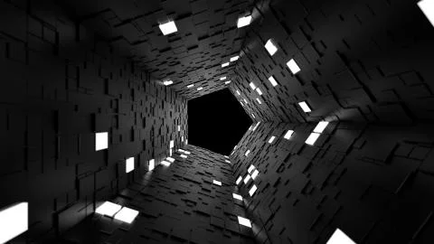 3d render abstract background. Long corridor. Simple shape extruded with rand Stock Illustration