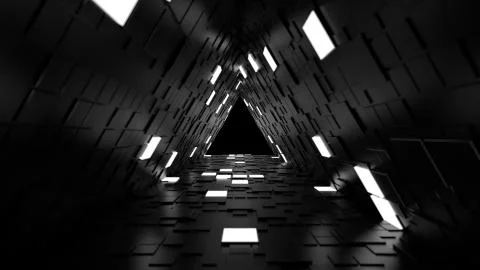 3d render abstract background. Long corridor. Simple shape extruded with rand Stock Illustration