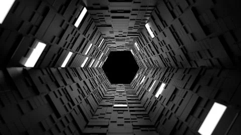 3d render abstract background. Long corridor. Simple shape extruded with rand Stock Illustration