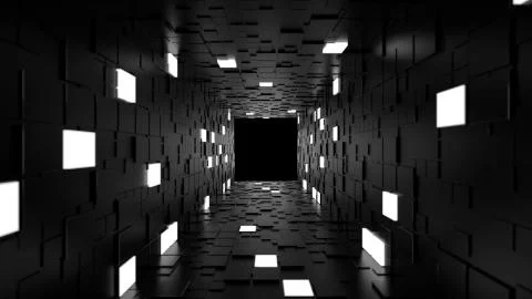 3d render abstract background. Long corridor. Simple shape extruded with rand Stockillustratie
