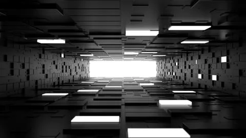 3d render abstract background. Long corridor. Simple shape extruded with rand Stock Illustration