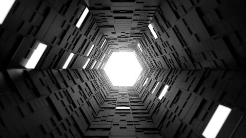 3d render abstract background. Long corridor. Simple shape extruded with rand Stock Illustration