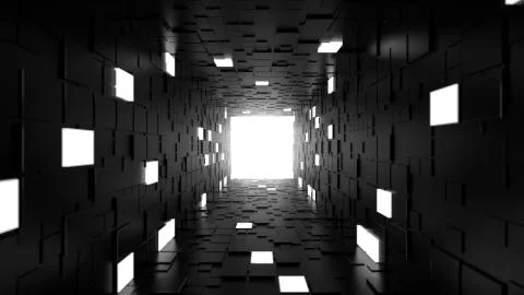 3d render abstract background. Long corridor. Simple shape extruded with rand Stock Illustration