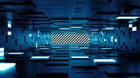 3d render abstract background. Long corridor. Simple shape extruded with rand Stock Illustration