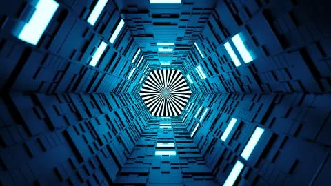 3d render abstract background. Long corridor. Simple shape extruded with rand Stock Illustration