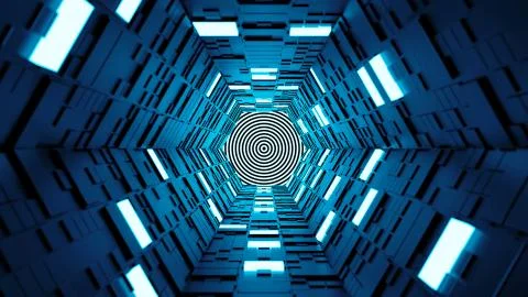 3d render abstract background. Long corridor. Simple shape extruded with rand Stock Illustration