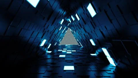 3d render abstract background. Long corridor. Simple shape extruded with rand Stock Illustration