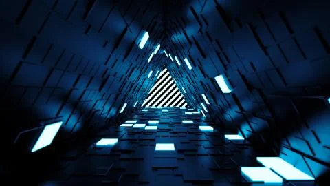 3d render abstract background. Long corridor. Simple shape extruded with rand Stock Illustration