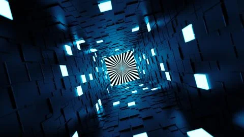 3d render abstract background. Long corridor. Simple shape extruded with rand Stockillustratie